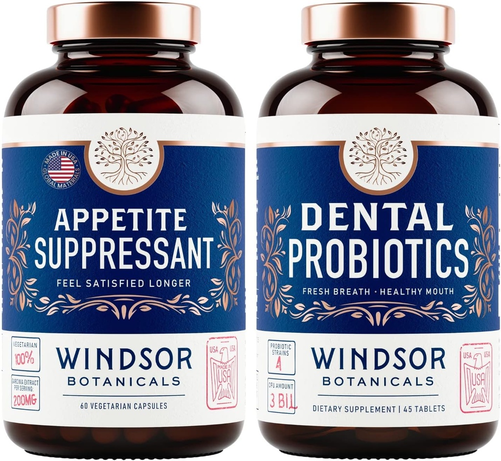 BOTÂNICAS WINDSOR Apetite Supressor para perda de peso e Probióticos Dental para pacote de mau hálito