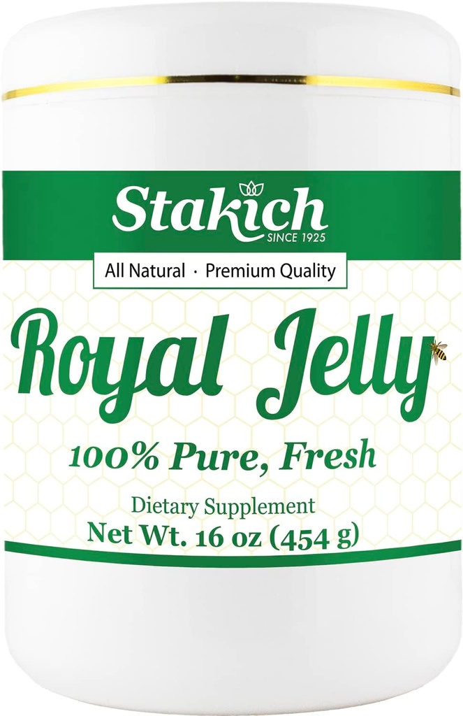 Stakich Fresh Royal Jelly - Pure, All Natural - Sem aditivos ou conservantes adicionado - 16 Ounce (1 libra)