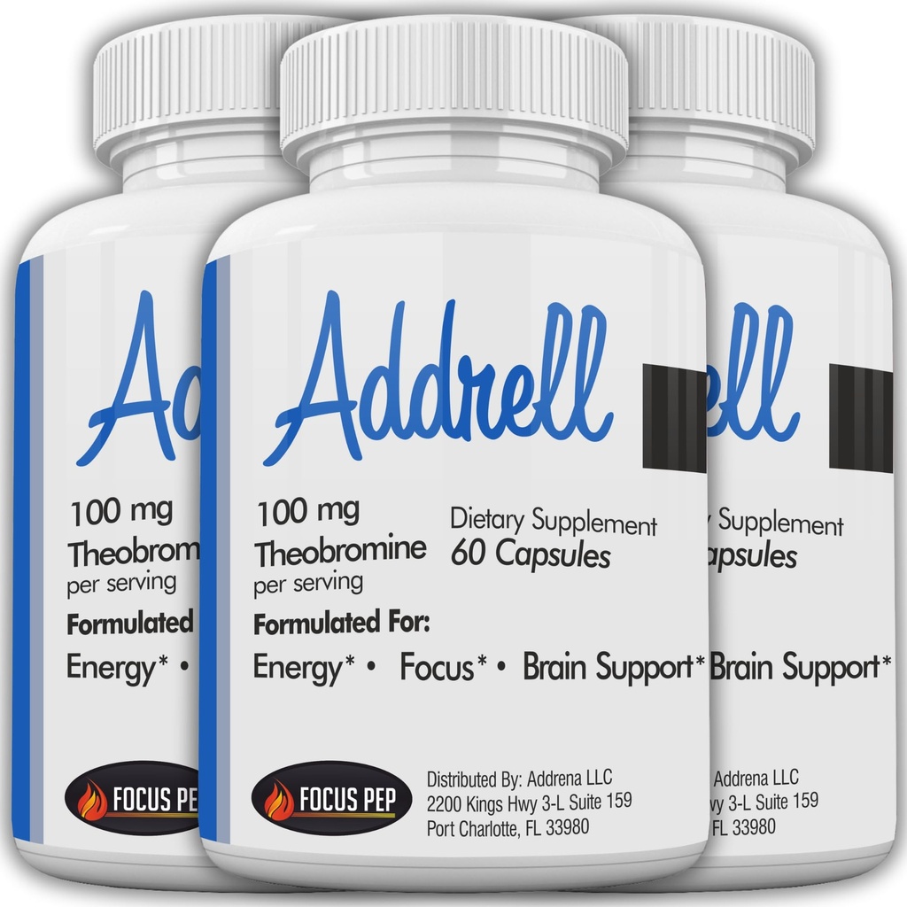 Addrell Energy Stimulant Pills- Suplemento de estudo Pill Alternativa, Suplementos Nootrópicos Naturais & Melhorador Cognitivo Substituto para Elevar a Clareza Mental para Mulheres e Homens- 180 Cápsulas