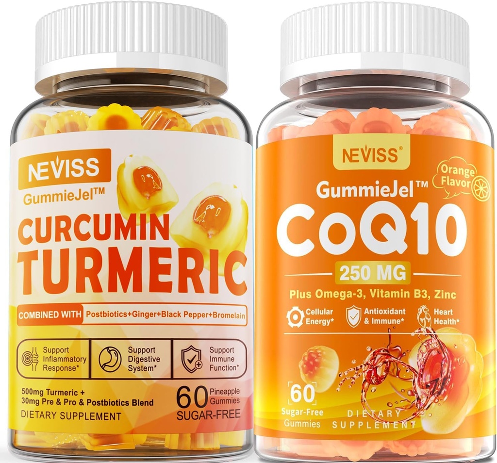 Açúcar livre curcumina cúrmica chicletes preenchidos 550mg & CoQ10-250mg chicletes preenchidos, imune, saúde digestiva, energia celular e suporte antioxidante