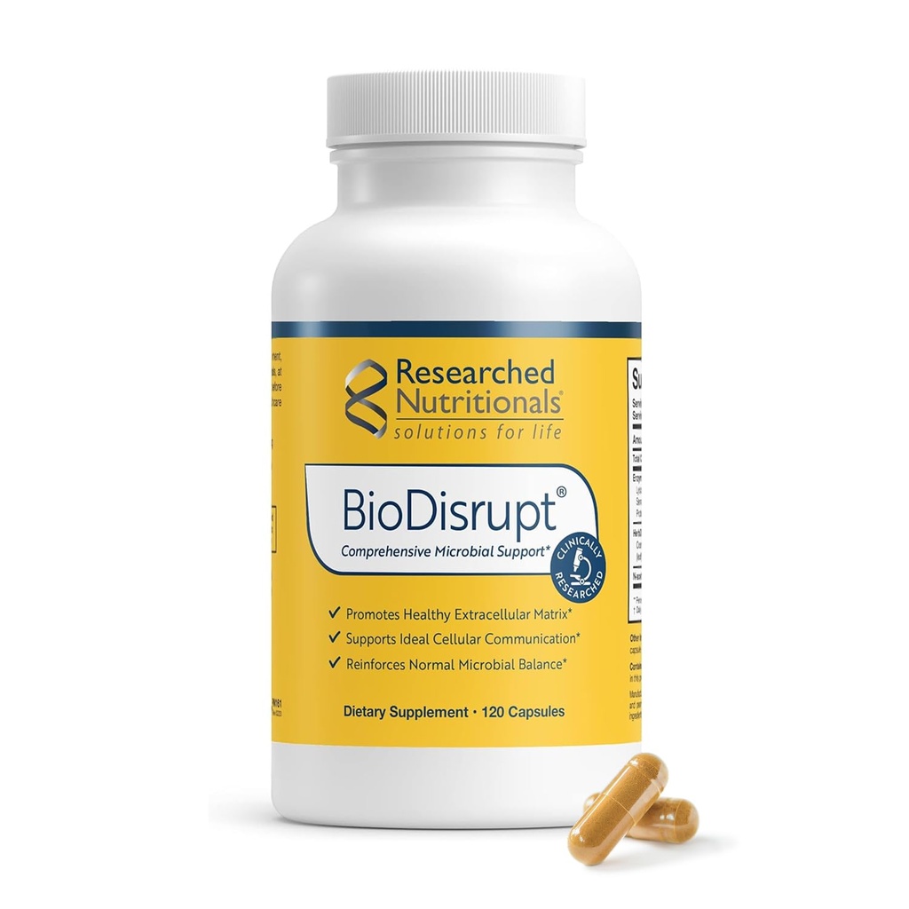 Nutricionais pesquisadas BioDisrupt - matrizes de biofilme disruptas - fórmula clinicamente pesquisada com enzimasDisrupt Enzyme Blend, Cranberry Extract & N-Acetil Cysteine (120 Cápsulas)