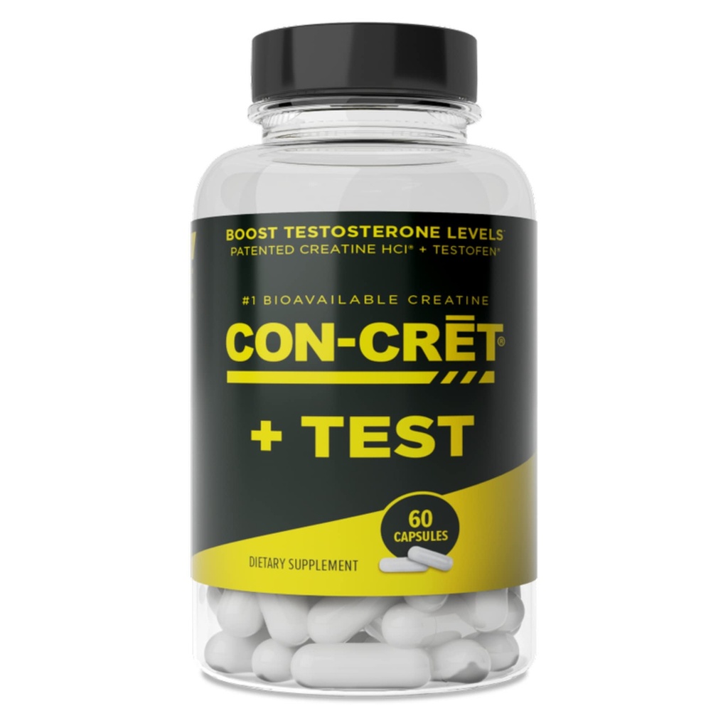 CON-CRET®+ Teste, COL de Creatina patenteada CON-CRET® Agora com Testofen®, Boost Testosterona Levels, 60 Cápsulas