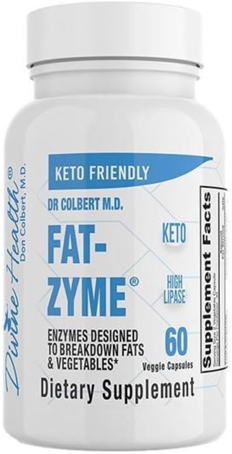 Dr. Colbert's Keto Zone Fat-Zyme - Ketogenic Digestive Enzimas - HIgh Lipase - Vegan & Vegetarian Enzyme - 30 Day Supply - Contém altas quantidades de enzimas que quebram legumes e gorduras