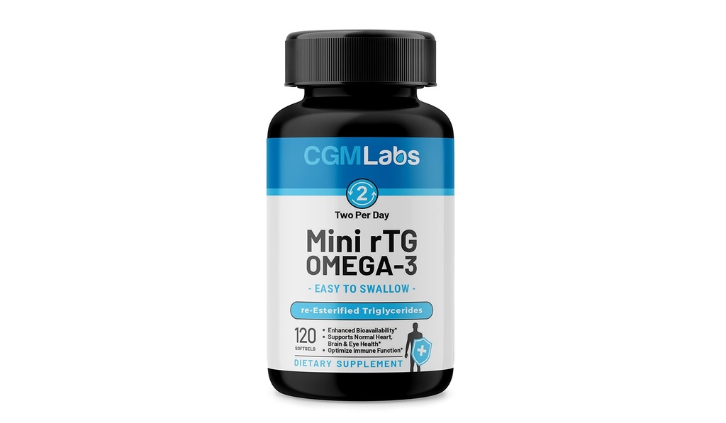 rTG Omega 3 suplemento dietético de óleo de peixe - alta absorção e ação rápida, arroto suplemento de óleo de peixe do biqueirão. triglicerídeo re-esterificado w/EPA & DHA (como rTG) 960mg - 120 Softgels por CGM Labs