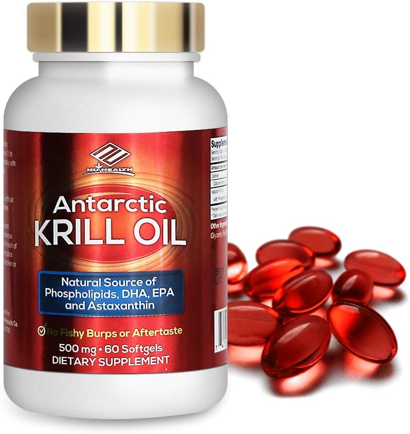 Suplemento dietético do óleo de krill da Antártida (500 mg, 60 Softgels)