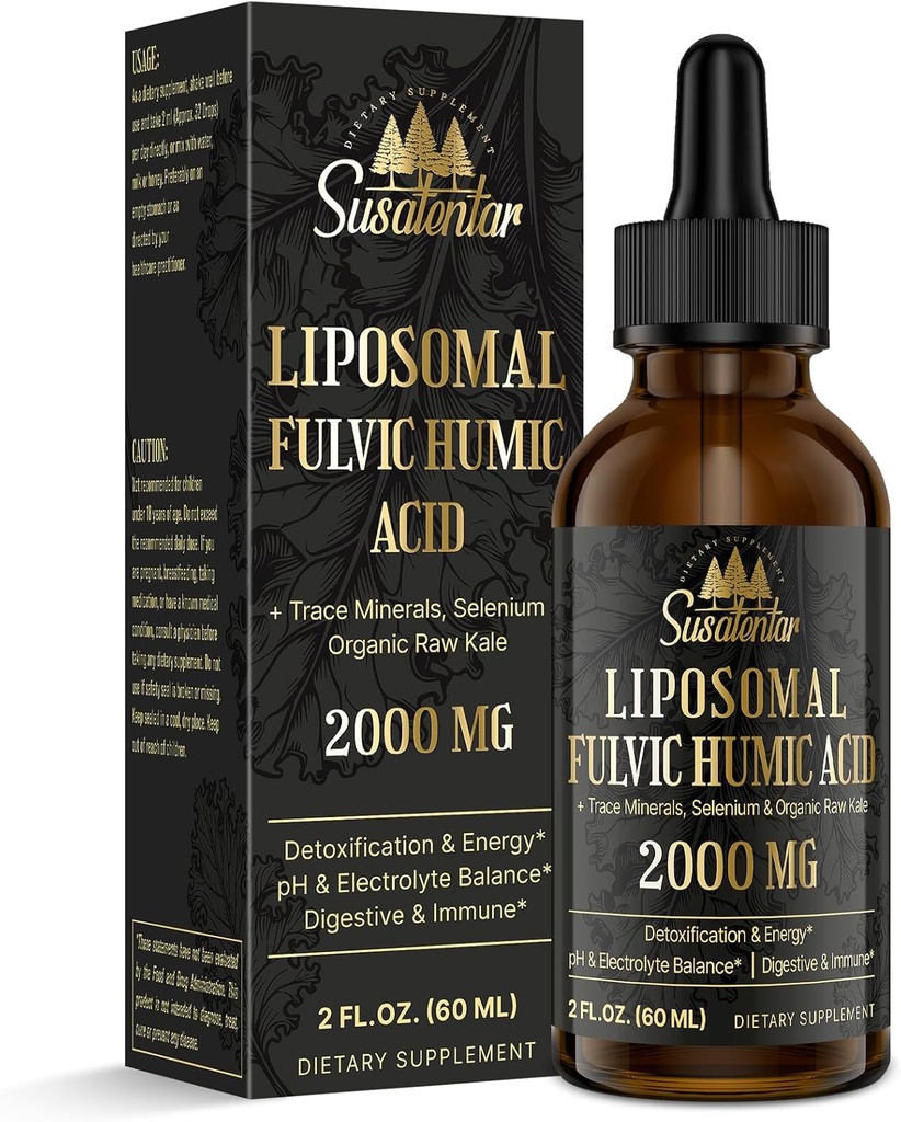 Trace Minerals Eletrolíticos Drops 2000 MG Líquido Lipósomo Ácido Húmico Fúlvico Suplemento 85+ Trace Minerals Hidratação