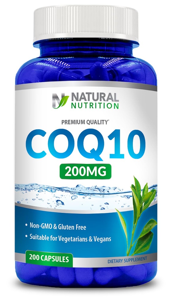 Genéricos Natural Vitamina Coq10 200mg, 200 Cápsulas, Absorção Rápida - Gluten Free & Non-GMO
