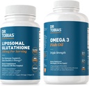 Dr. Tobias Omega 3 Óleo de peixe e Glutationa lipossómica - Suporta Função Imune, Saúde da Pele e Absorção Nutriente - Não-GMO