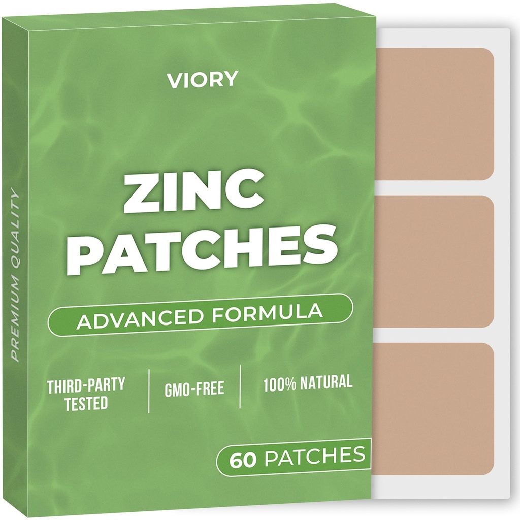 Zinco Patches (Pacote de 60) - 100% Natural Patch para Mulheres e Homens - com Biotina - Imune & Body Support - Fórmula melhorada