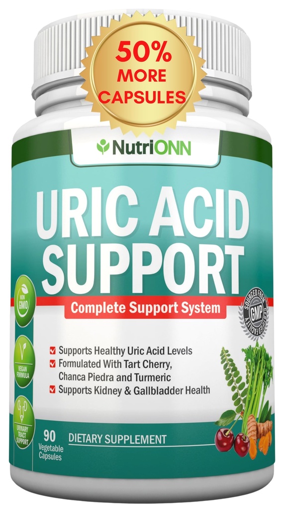 Ácido Urico Flush - Ácido Urico Herbal Cleanse Suplemento - Com Cereja Tart, Extrato de sementes de aipo, Chanca Piedra, Garra do Diabo & Verde Coffee Bean - Vegan - Suporta vesícula biliar e saúde renal