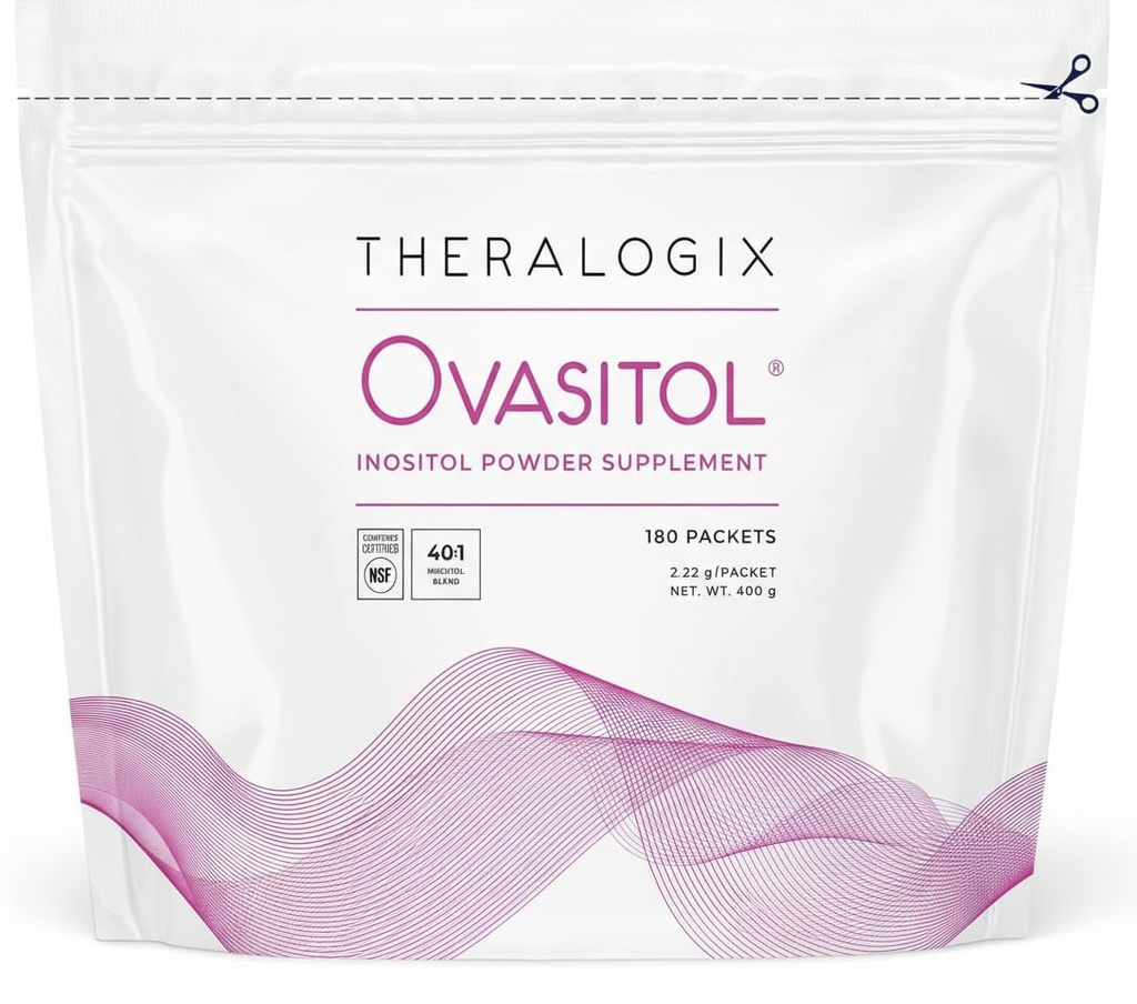 Theralogix Ovasitol Inositol Powder Packets - 90-Day Supply - Myo-Inositol & D-Chiro Inositol para o equilíbrio hormonal e suporte da função ovariana* - NSF Certified - 180 Packets