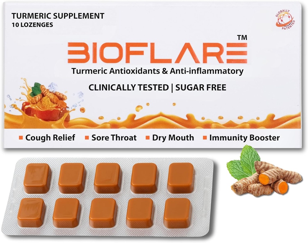 Salsichas de açafrão – Gotas de tosse sem açúcar para adultos, Alivio da garganta e Lozes de boca seca – Suplemento de curcumina de açafrão, Suporte anti-inflamatório, Supressor de tosse (10 Conde)