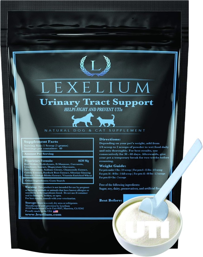 Infecção urinária orgânica ITU Suporte para cães e gatos - Fortificado com Cranberry, Mannose D, e Curcumina - Otimiza a função do rim e da bexiga - Pode prevenir pedras do rim / bexiga - 200 G