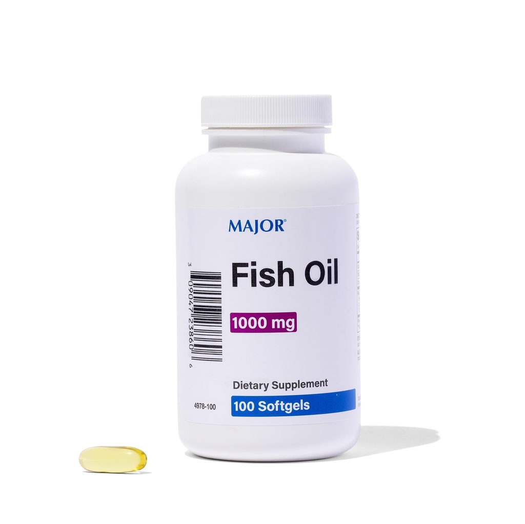 MAJOR Omega-3 óleo de peixe - suplemento de óleo de peixe 1000mg - 100 Softgels (1-Pack)
