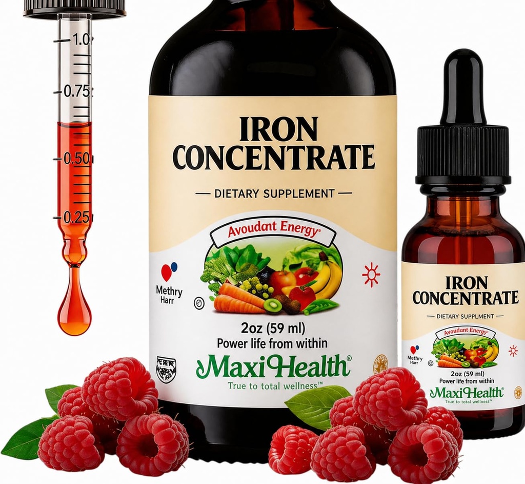 Maxi suplemento de ferro de saúde 15mg por ML – Aumentar os níveis de energia e sangue sem náuseas ou constipação – Liquido gotas de ferro para homens, mulheres e crianças – 2 onças (2 oz, 2 pacote)