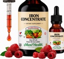 Maxi suplemento de ferro de saúde 15mg por ML – Aumentar os níveis de energia e sangue sem náuseas ou constipação – Liquido gotas de ferro para homens, mulheres e crianças – 2 onças (2 oz, 2 pacote)