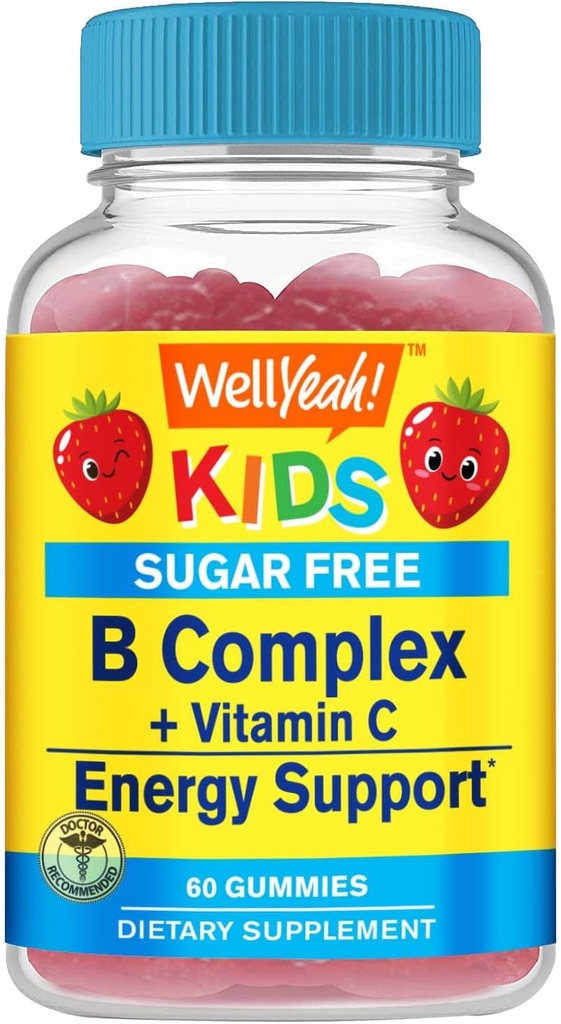 BemSim Crianças Vitamina B Complexo Açúcar Gummies Livres com Vitamina C, Ácido Fólico, Imune e Apoio Energético