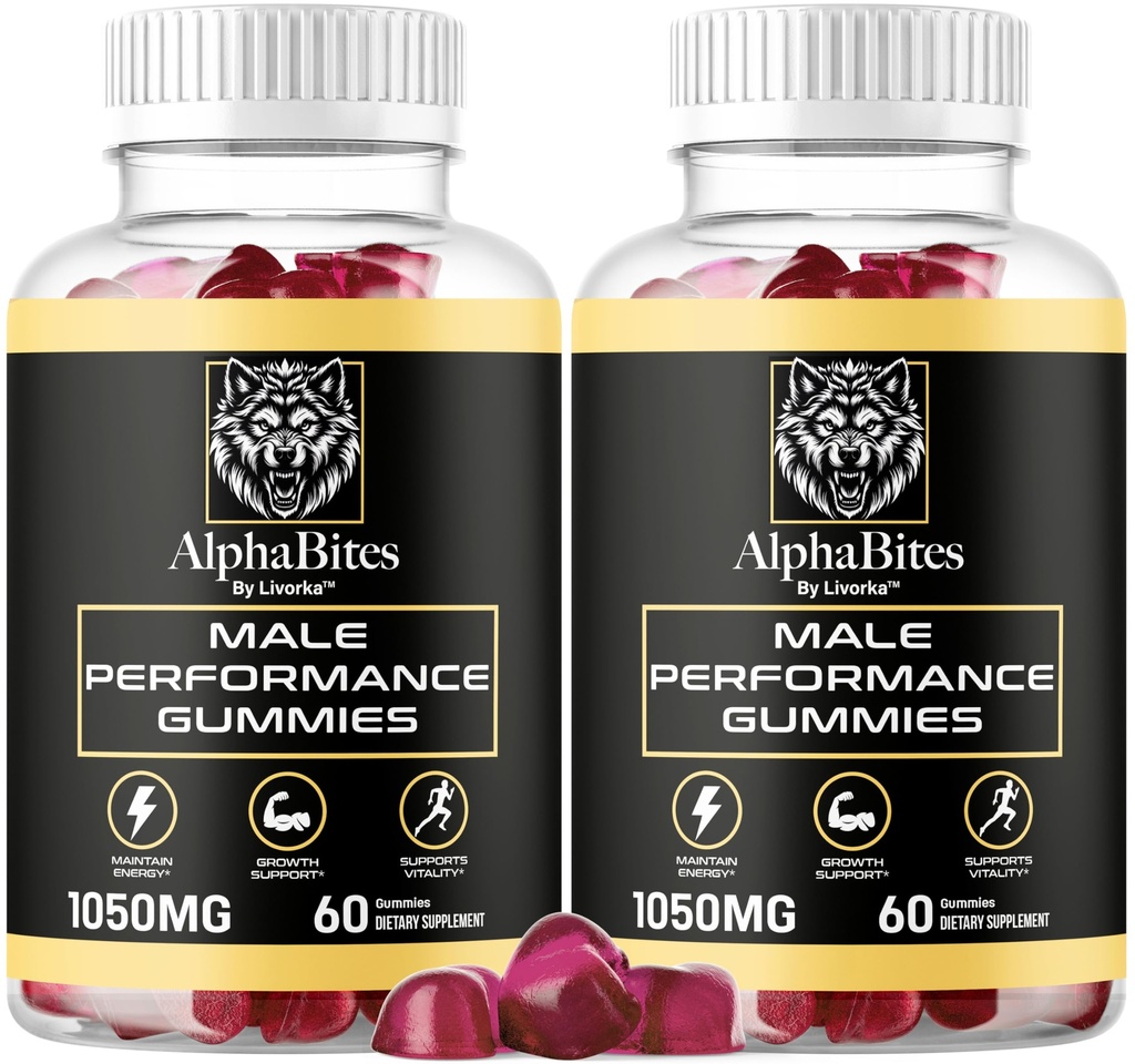(2 Pack) Alpha Bites - Fórmula original 7 em 1 Alpha Bites Gummies, AlphaBites para homens, Alpha Bites Oficial Advanced Premium Formula Performance e Energia, Alpha Bite Gummy Reviews, para 2 meses