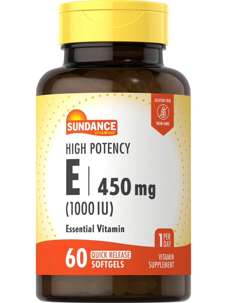 Sundance Vitamina E de alta potência 450mg (1000 UI) 60 Softgels