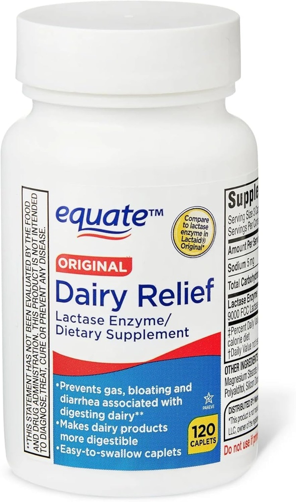 Lacticínios, Original, Lactase Enzyme, 120 comprimidos por Equato (Pacote de 1) + adesivo