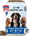 Pele & casaco Suplemento para cães - Canine Omega 3, mastiga óleo de peixe - 120 doces macios - EUA Produto - Óleo de salmão