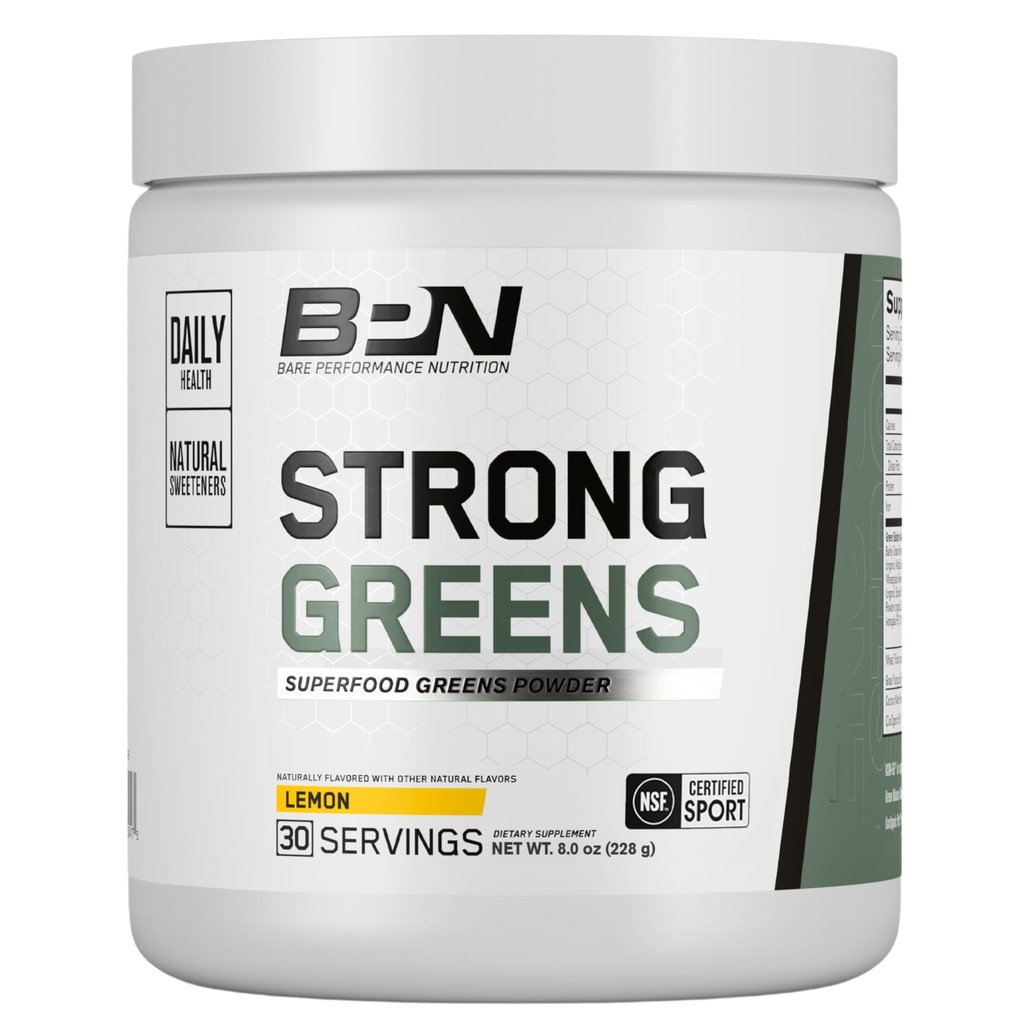 NUTRIÇÃO DE DESEMPENHO BARRE, BPN Strong Greens Superfood Powder, Limão, 30 Servings