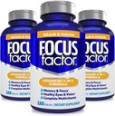 Fator de Foco Adultos Cérebro e Visão Suplemento, 120 Vitamina Ocular, Suplemento Mineral, Multivitamin completo com Lutein & Zeaxanthin – Suplemento Cérebro para Foco, Concentração, Memória (3 Pk)