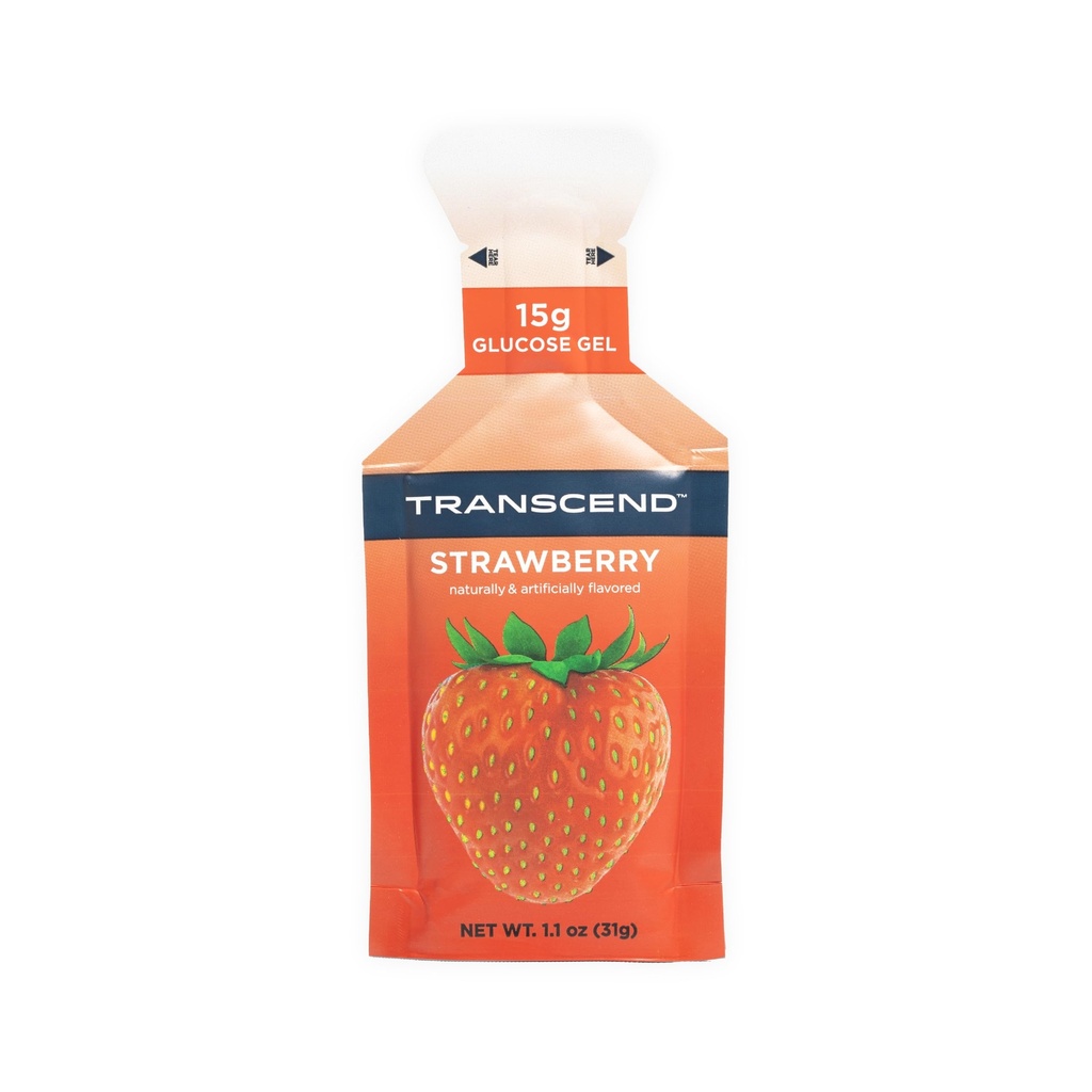 Transcend Foods Strawberry Gel (1.1 oz, pacote de 10) Flavor de morango de gel de carboidrato de ação rápida – cafeína livre, sem glúten