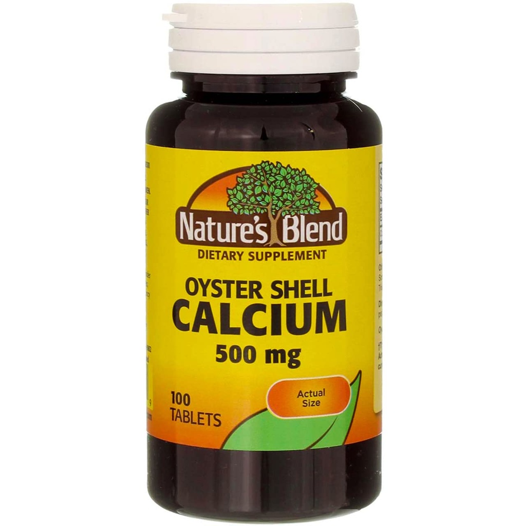Blend Oyster Shell Calcio 500 mg Comprimidos - 100 ct, Embalagem de 2