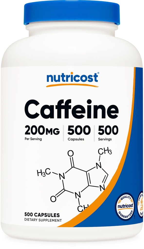 Pílulas de Cafeína de Nutricost, 200mg por serviço (500 caps)