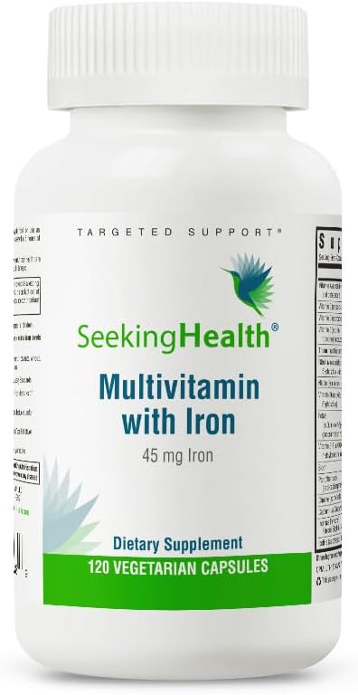 Procurando Saúde Multivitamina com Ferro, 45 mg de Ferro Quelatado, Vitaminas B Ativas Plus L-5-MTHF, Suporta Sistema Imune Saudável e Produção de Energia, Cápsulas Vegetarianas (120 cápsulas)*