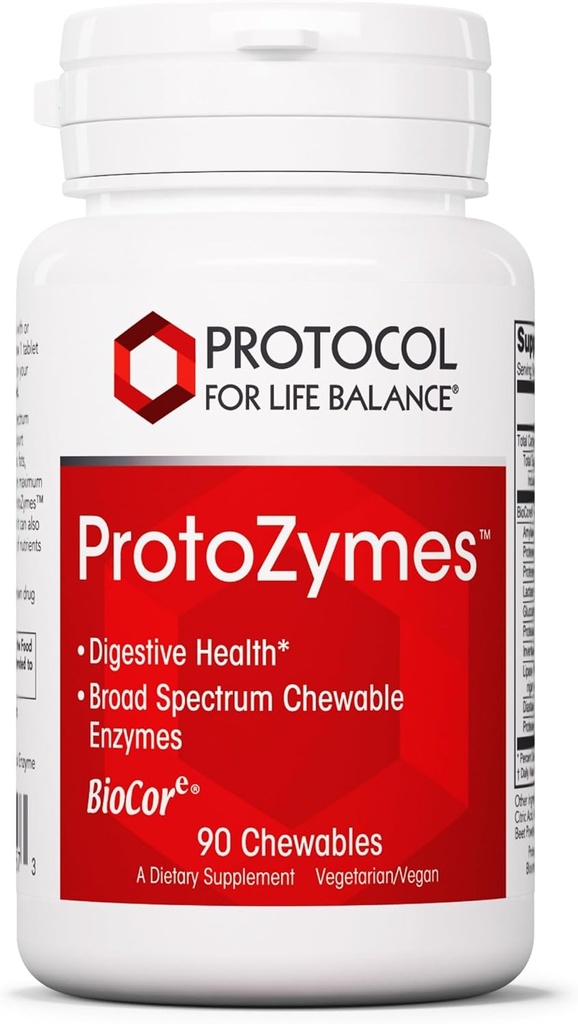 PROTOCOLO PARA A VIDA PROtozimas de equilíbrio - Enzimas Digestivas para Discriminação Nutriente - Apoio Saúde Digestiva - Ajuda Discriminação Lactose - Vegan & Kosher - 90 Mastigações