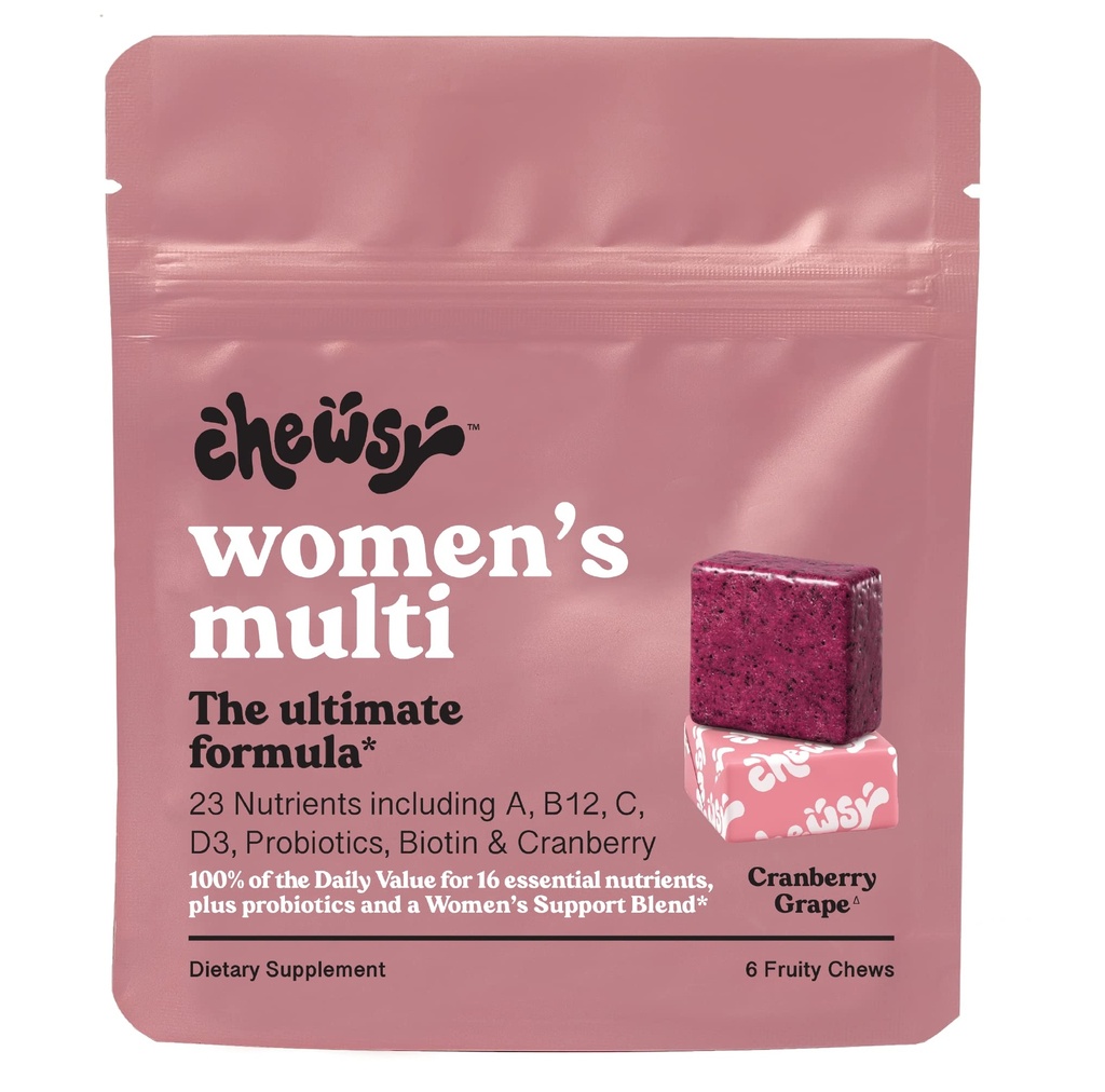Mastigação - Mastigação Multivitamínica da Mulher - Suporte Imune e Energia, Vitaminas C, B12, A, D, E, Ácido Fólico, Probióticos, Biotina - Fonte de 6 dias