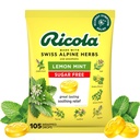 Ricola açúcar livre limão hortelã ervas tosse supressor garganta gotas, 105ct saco