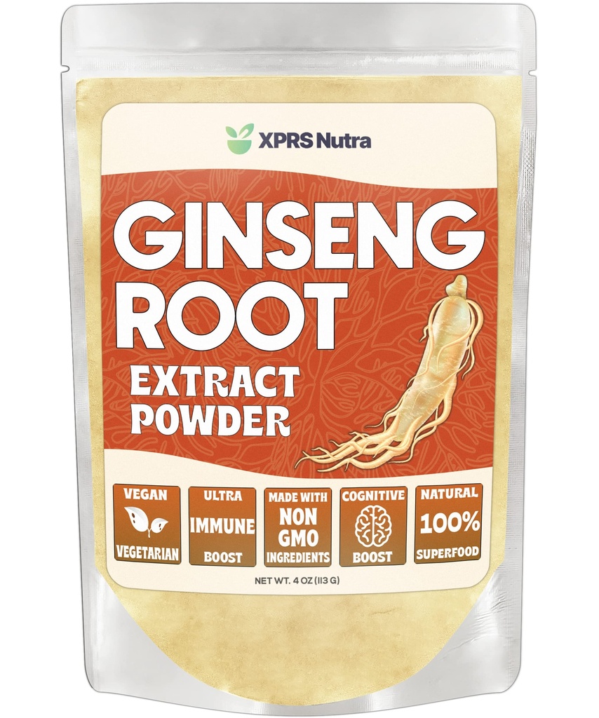 XPRS Nutra Ginseng Raiz Extrato Pó - Ginseng Pó suporta função cognitiva, desempenho físico, e sistema imunológico - Vegan amigável Panax Ginseng em forma de pó (4 Ounce)
