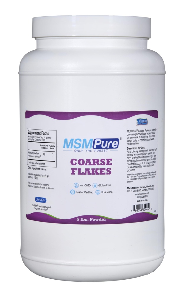 KALA SAÚDE MSMPure Coarse HSH Powder Flakes – US-Made HSH para a saúde comum, aparência da pele, e Hair & Nail Support – 5 lb, Enxofre orgânico