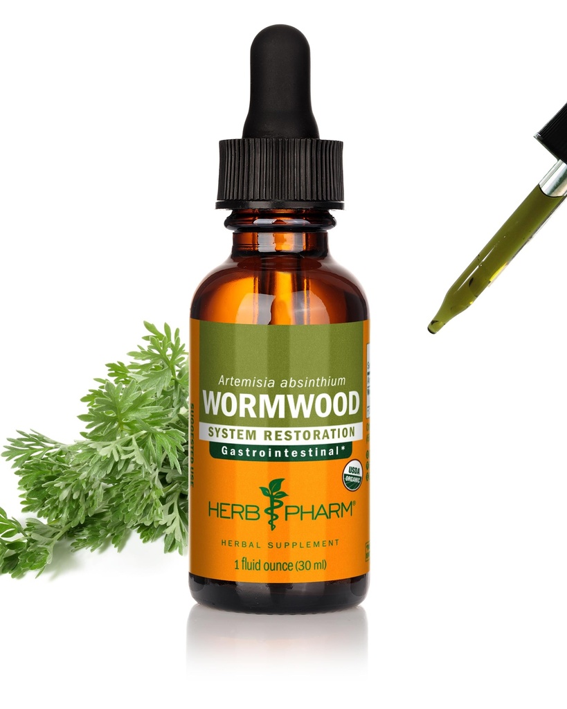 Herb Pharm certificado Wormwood orgânico extrato líquido para suporte do sistema digestivo - 1 onça
