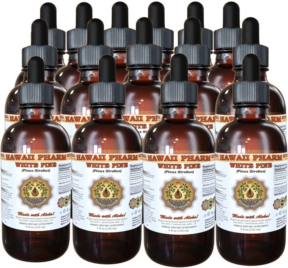 Extrato Líquido de Pinho Branco, Pinho Branco (Pinus Strobus) Tintura em pó de casca, Suplemento de ervas, Hawaii Pharm, Made in USA, 15x4 fl.oz