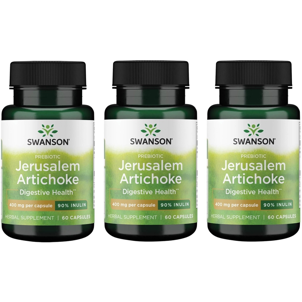 Swanson Prebiótico Jerusalém Alcachofra - 90% Inulin 400 mg 60 cápsulas (3 embalagem)