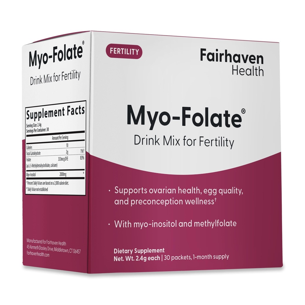 Fairhaven Saúde Folato e Myo Inositol Pó para Mulheres - 1 por dia, Suplemento de fertilidade feminina, Ovarian Saúde e Qualidade do Ovo - 2000 mg Myo-Inositol e 333 mcg Metilfolato - 30 Stick Packs