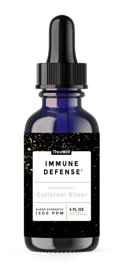 Prata coloidal 1500 PPM, concentração de super-força, defesa imunológica, proteína de prata leve de alto grau (4.00 Fl Oz, 4.00, Fl Oz) por TheaWell