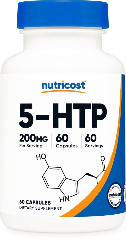Nutricost 5-HTP 200mg, 60 Cápsulas Vegetarianas (5-Hydroxytryptophan) - Não-GMO & Gluten Free