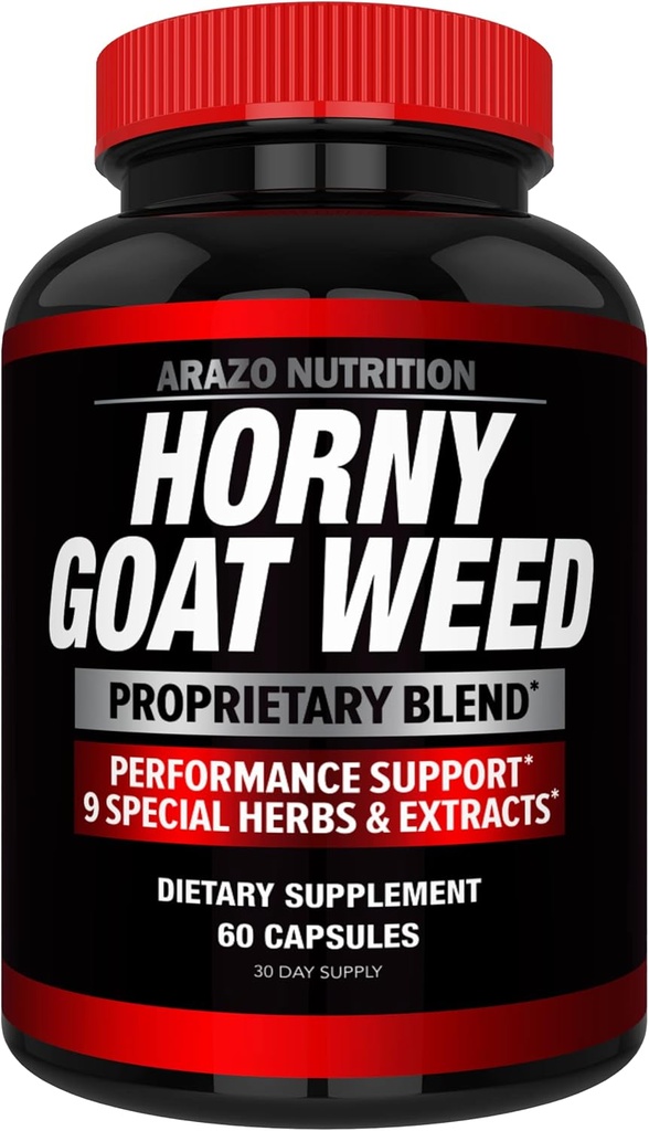 Arazo Nutrition Extrato de Erva de Cabra Extenuante Premium com Maca Root, Ginseng, Muira Puama e L-Arginina - para Homens e Mulheres - 100% Puro Suplemento Nutricional de Ervas