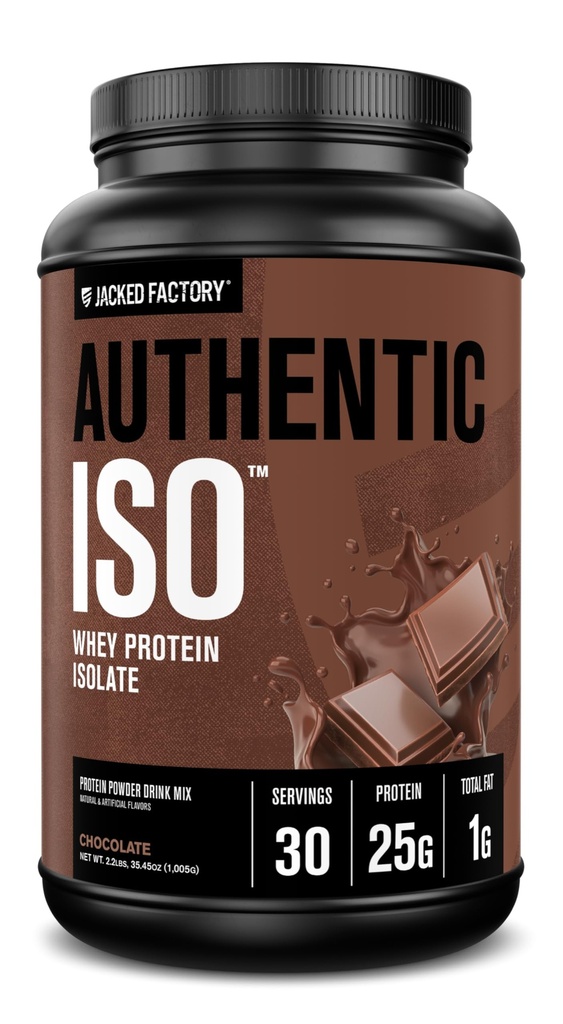 Fábrica Jacked autêntico ISO grama Feed Whey Protein Isolate Powder - Baixo carboidrato, não-GMO Muscle Building Protein w / Sem preenchimentos, Pós de recuperação do treino, Chocolate