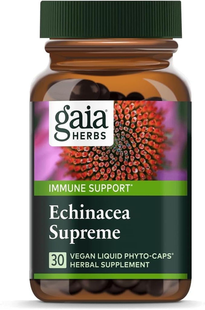 Gaia Herbs Echinacea Supreme - Suplemento de suporte imunológico - Echinacea Purpurea & Angustifolia Mistura para apoiar sistema imunológico - 30 Vegan líquido Phyto-Capsules (15-Dia de fornecimento)