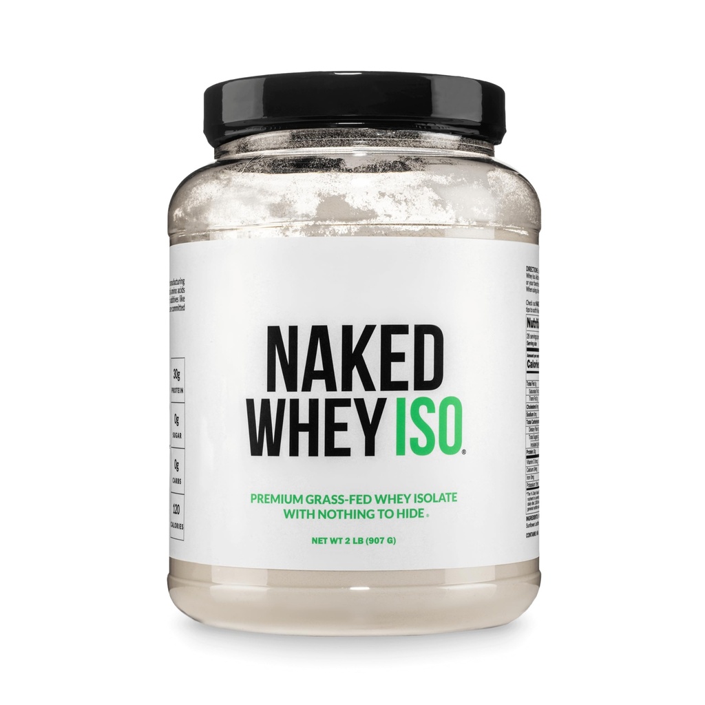 Proteína Isolada de Whey NAKED - Apenas 2 Ingredientes, 30g Proteína Alimentada de Grama, Carb Zero, Sem sabor, Sem desnaturação, Não-GMO, Sem Soja, Sem Glúten, Sem Conservadores - 28 Servimentos