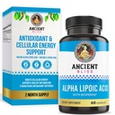 Antiguidade Bliss Alpha Lipoic Acid Supplement, Antioxidante e Apoio Energético, Suplemento ALA com Bioperine, Sem glúten e soja, 600mg por serviço, 60 Cápsulas Vegan