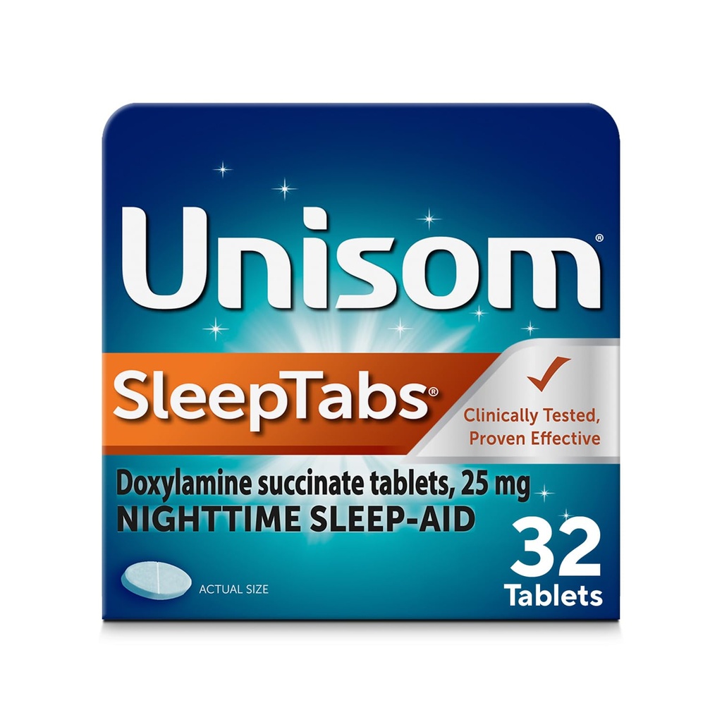 Unisom SleepTabs, Sono-aid à noite, succinato de doxilamina, 32 comprimidos