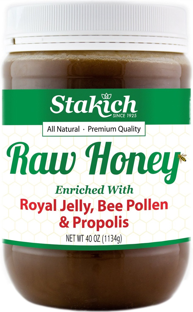 Stakich Royal Jelly, Pólen de abelha, Mel cru de própolis - puro, não processado, não aquecido - 40 Ounce