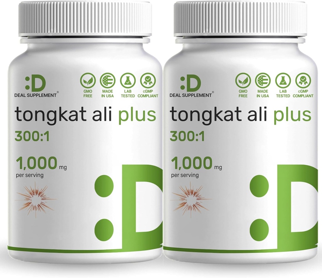 2 Pack Tongkat Ali Extract 300:1 com Erva Erva Erva 1.100mg, 480* Cápsulas – Indonésio Longjack Eurycoma Longifolia Raiz – Suplemento de Erva de Força Extra para Energia